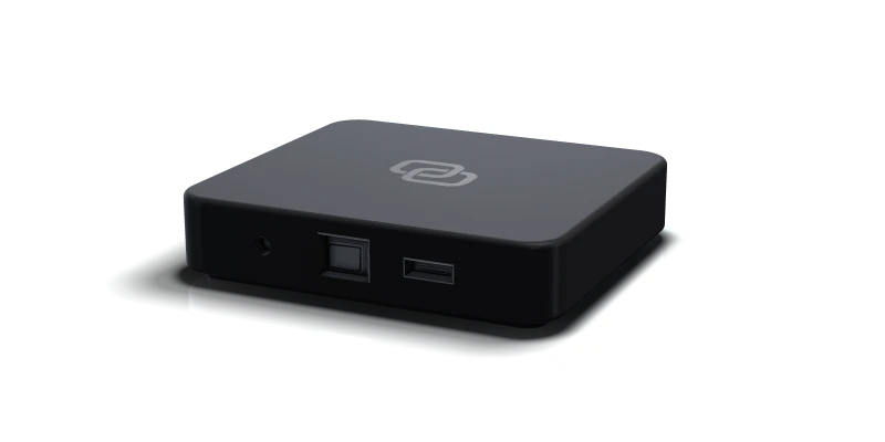 The back of the Duo Smart Box Pro with the power, HDMI and Ethernet connections