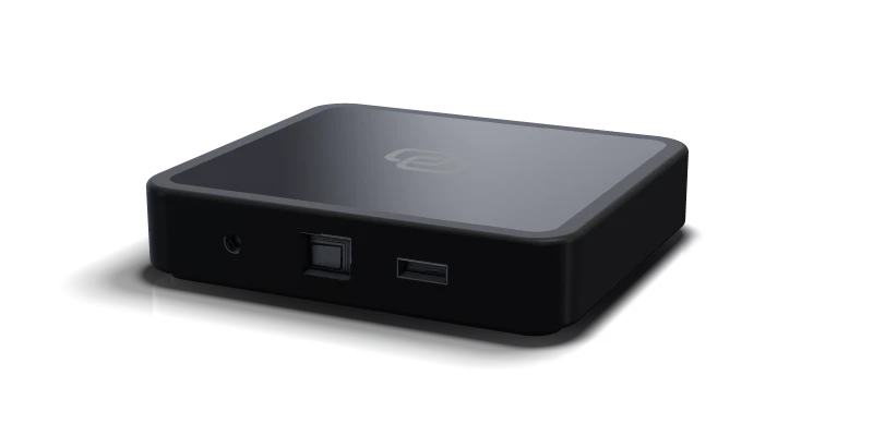 The back of the Duo Smart Box Ultra with the power, HDMI and Ethernet connections